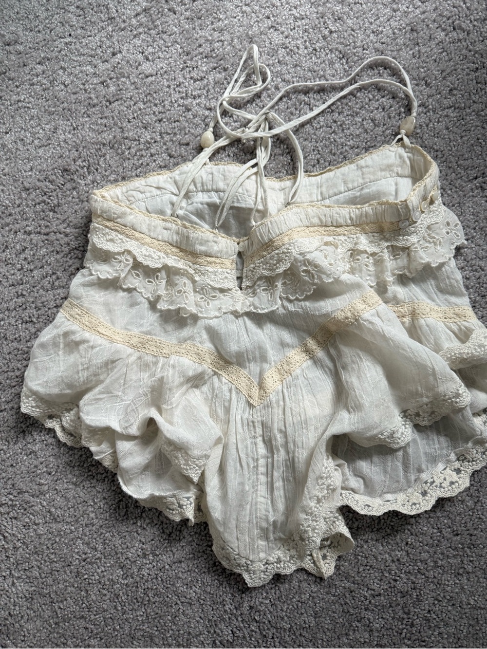 Kimchi Blue Cream Lace-Trim Ruffled Camisole - Picture 6 of 6